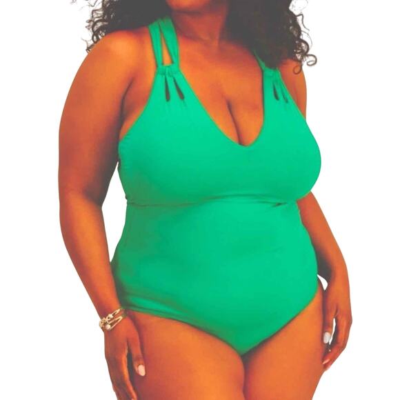 Becca ETC Code Strappy One-Piece Swimsuit Green Size 3X - Picture 9 of 10
